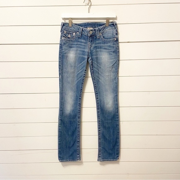 True Religion | Vintage Y2K Low Rise Straight Embellished Pockets Size 26 - Picture 1 of 10